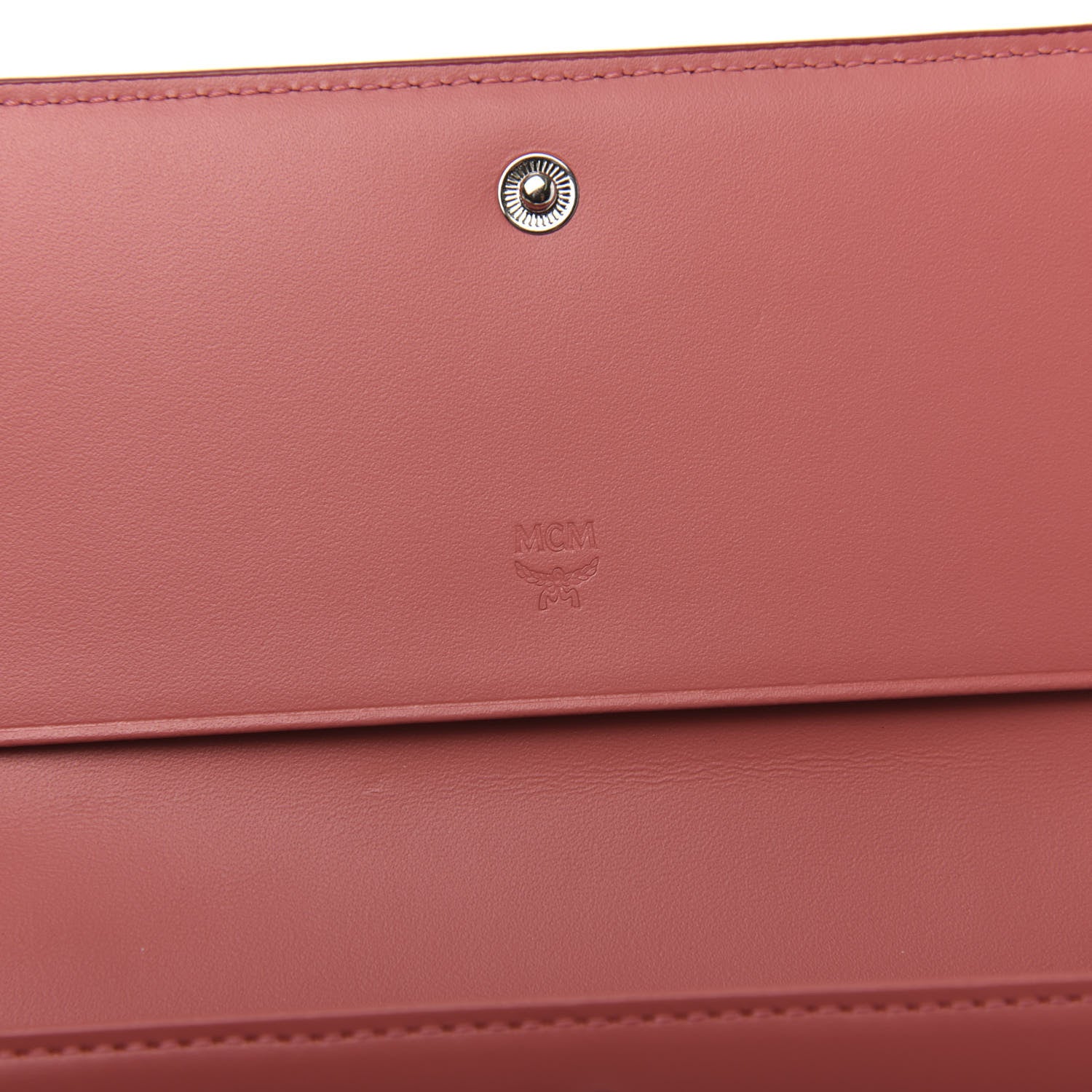 MCM Grained Calfskin Large Tri-Fold Flap Wallet Coral Blush 6 of 7
