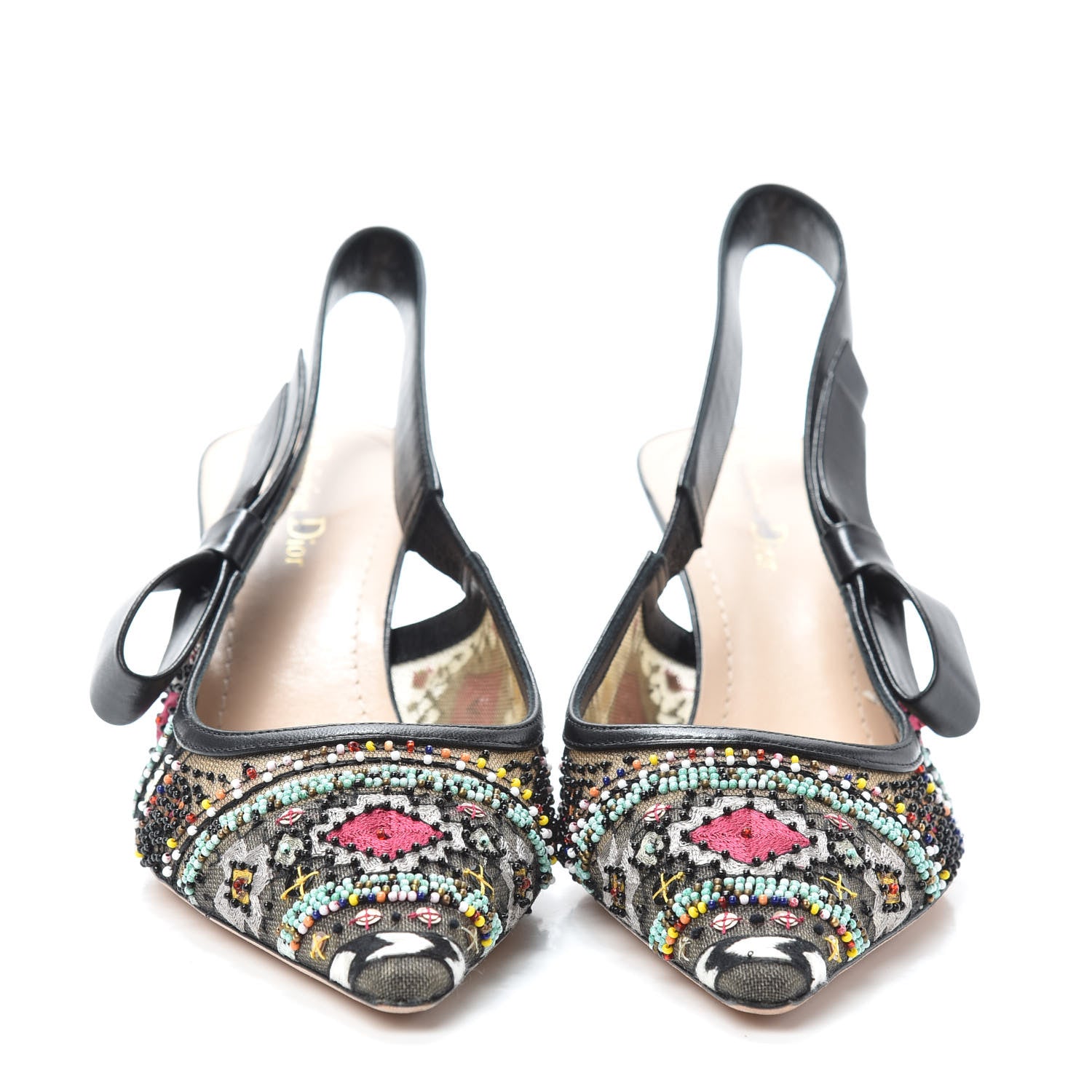 Christian Dior Embroidered Calfskin Beaded Sweet D Sling-Back Pumps 41 Multicolor 2 of 7