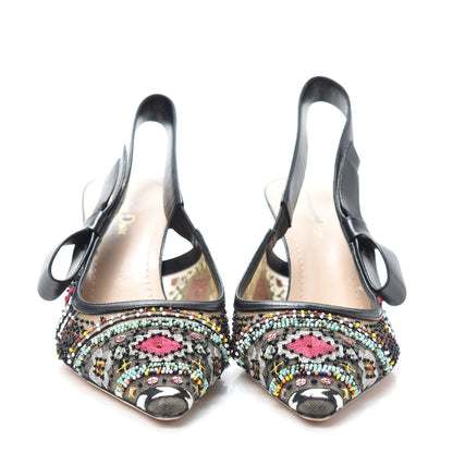 Christian Dior Embroidered Calfskin Beaded Sweet D Sling-Back Pumps 41 Multicolor 2 of 7