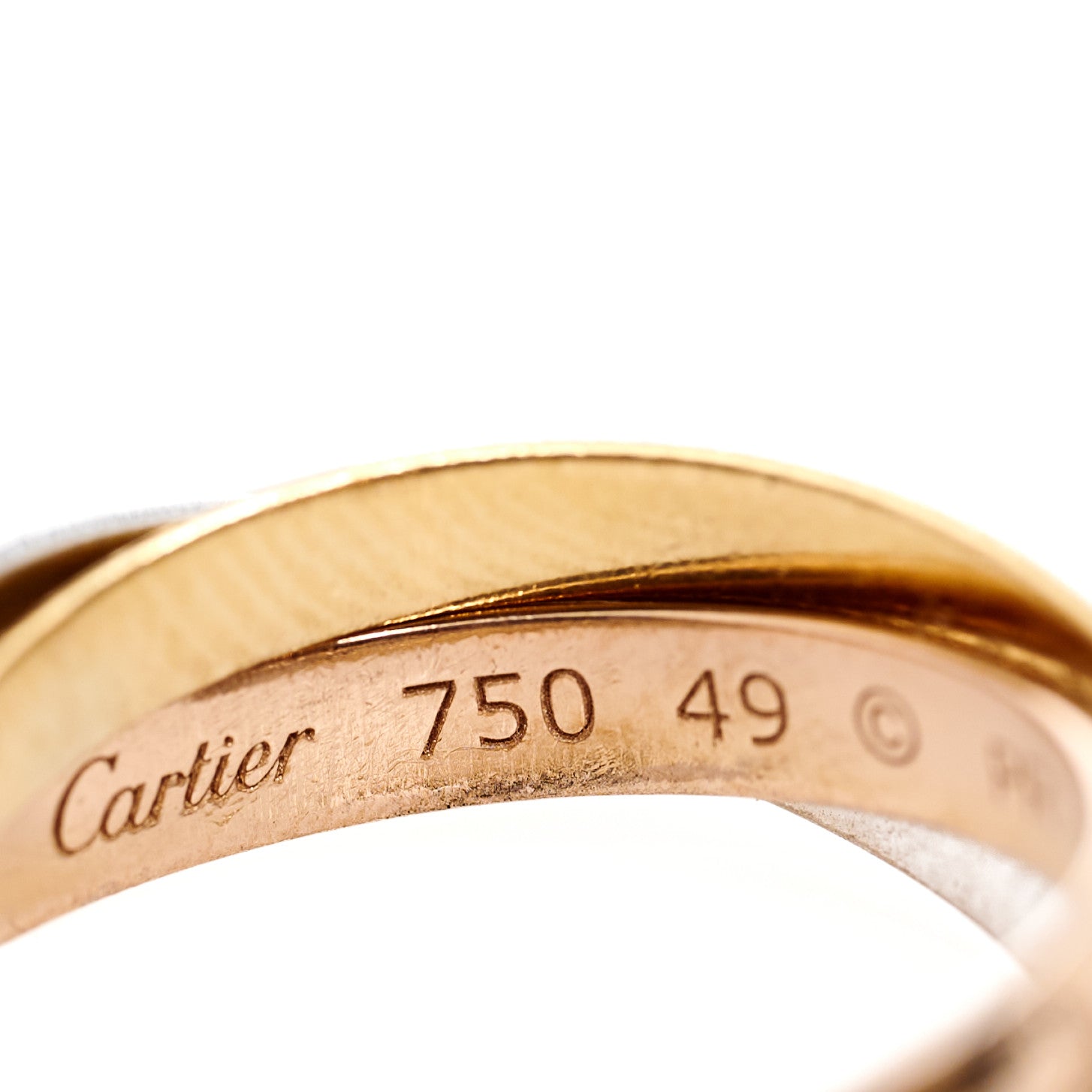 Cartier 18K White Yellow Pink Gold Diamond Small Trinity Paved Ring 49 4.75 5 of 8