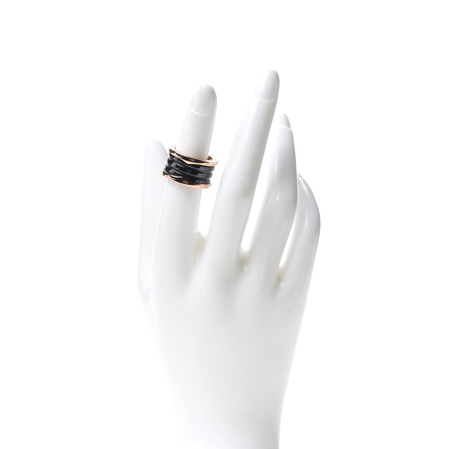 18K Rose Gold Black Ceramic B.Zero1 Four-Band Ring 51 5.75