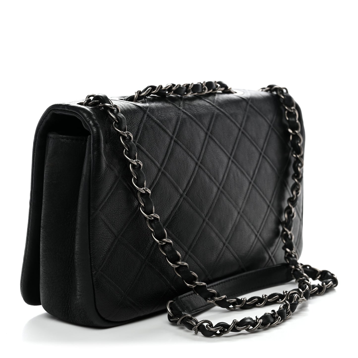 Calfskin Diamond Embossed New Chic Flap Black