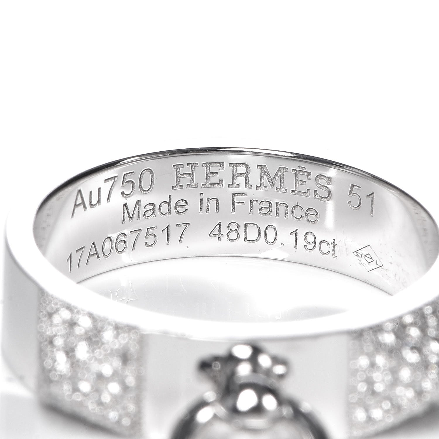 Hermes 18K White Gold Diamond Collier De Chien PM Ring 51 5.75 5 of 6