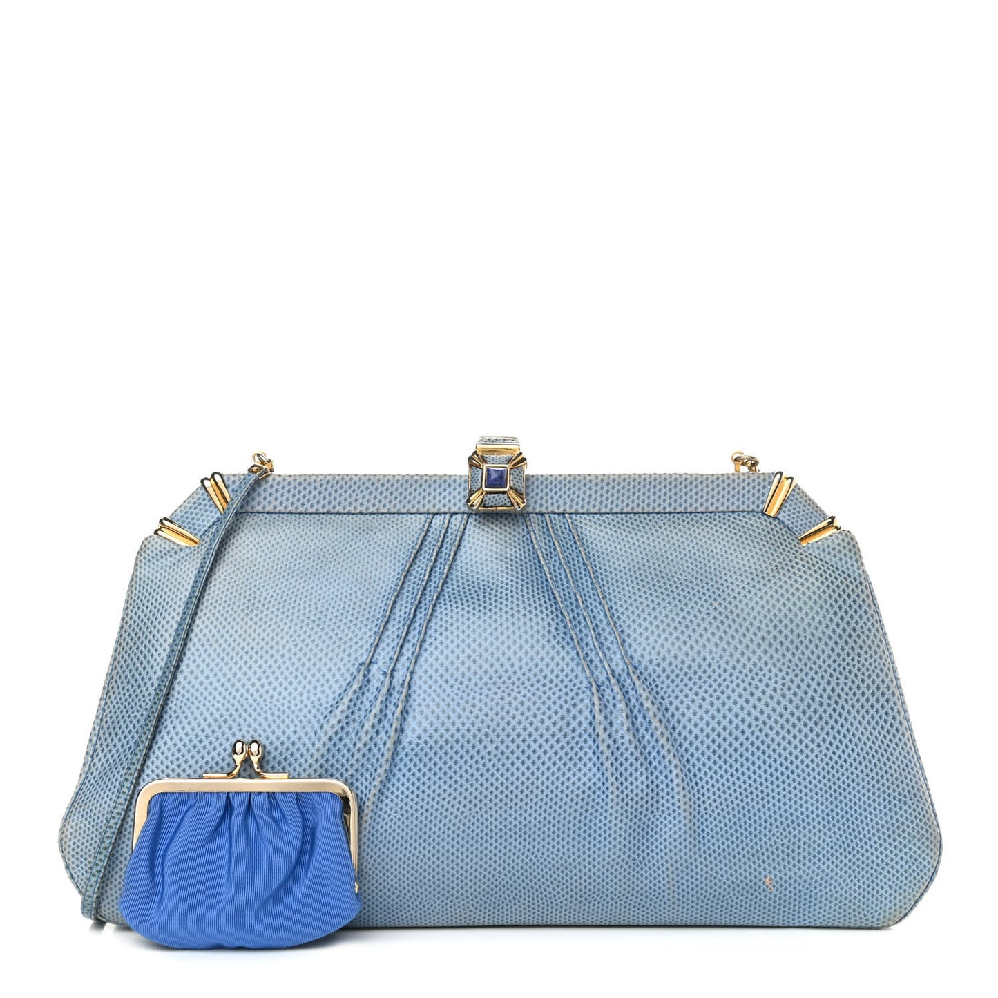 Lizard Crystal Evening Clutch Light Blue