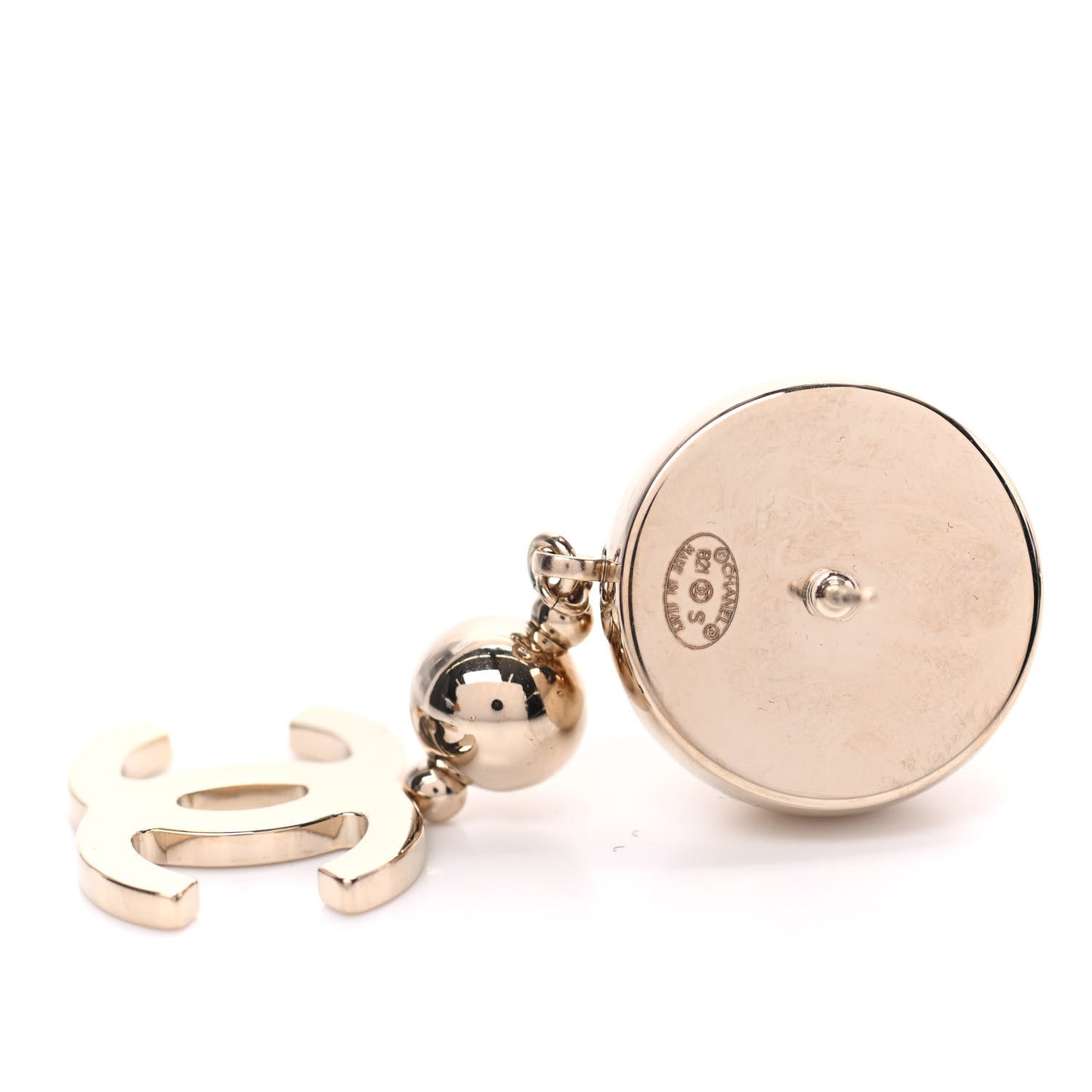 Metal CC Drop Earrings Gold