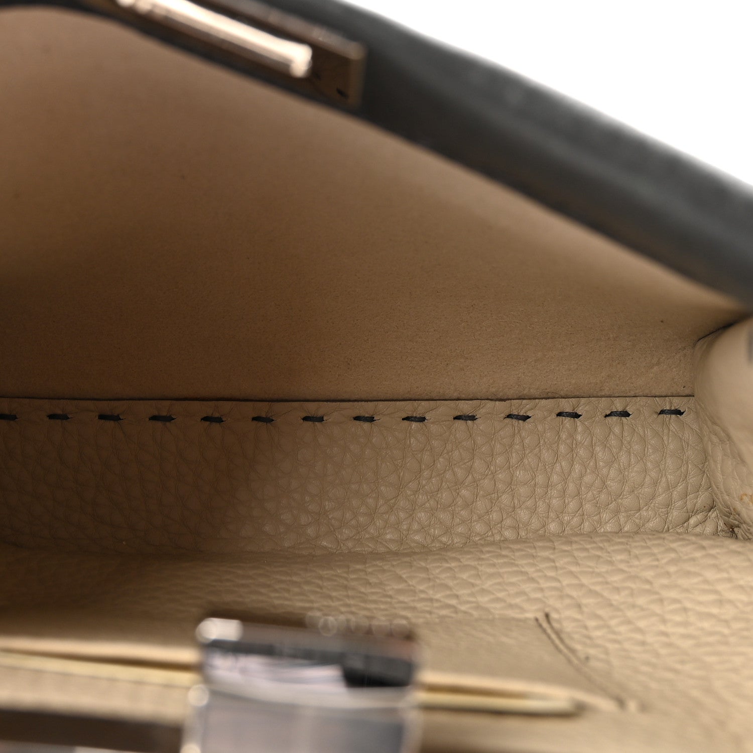 Fendi Cuoio Romano Selleria Bi-Color Mini Peekaboo Iconic Satchel Asfalto Latte 5 of 10