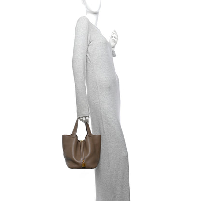 Hermes Taurillon Clemence Picotin Lock 22 PM Etoupe 2 of 11