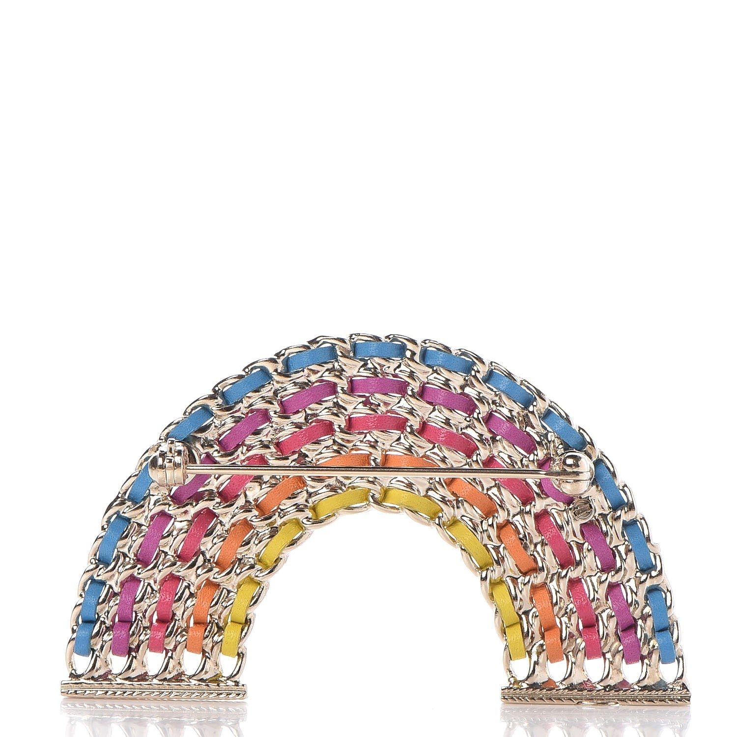 Chanel Lambskin Chain Rainbow CC Brooch Gold Multicolor 3 of 5