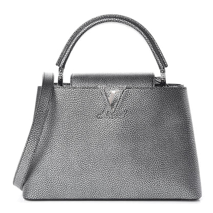 Louis Vuitton Metallic Taurillon Capucines PM Silver Black 1 of 11