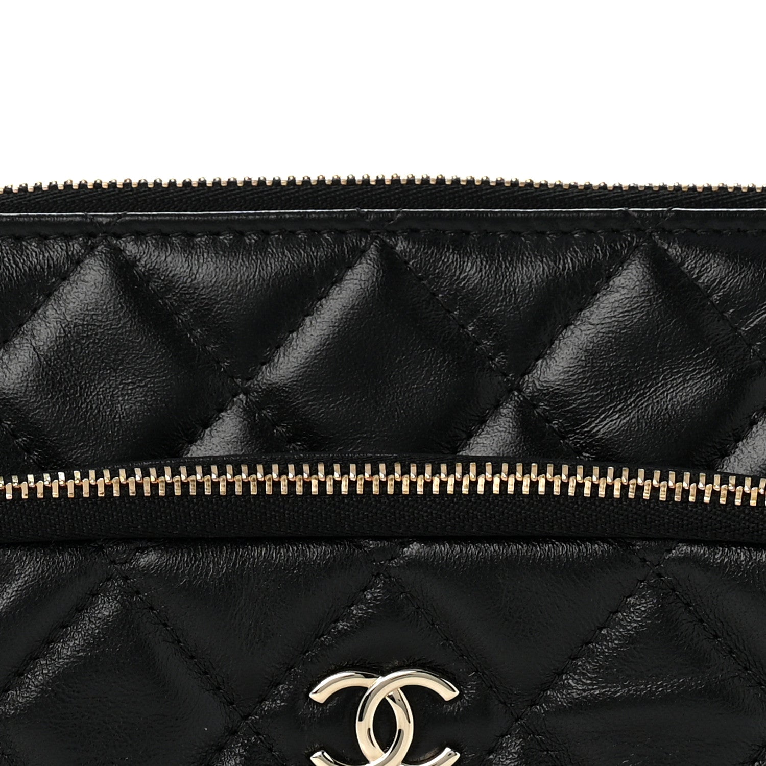 Chanel Shiny Crumpled Lambskin Quilted Small Preppy Pocket Clutch With Chain Black 8 of 13