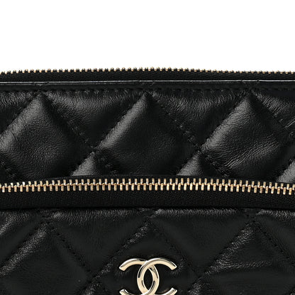 Chanel Shiny Crumpled Lambskin Quilted Small Preppy Pocket Clutch With Chain Black 8 of 13