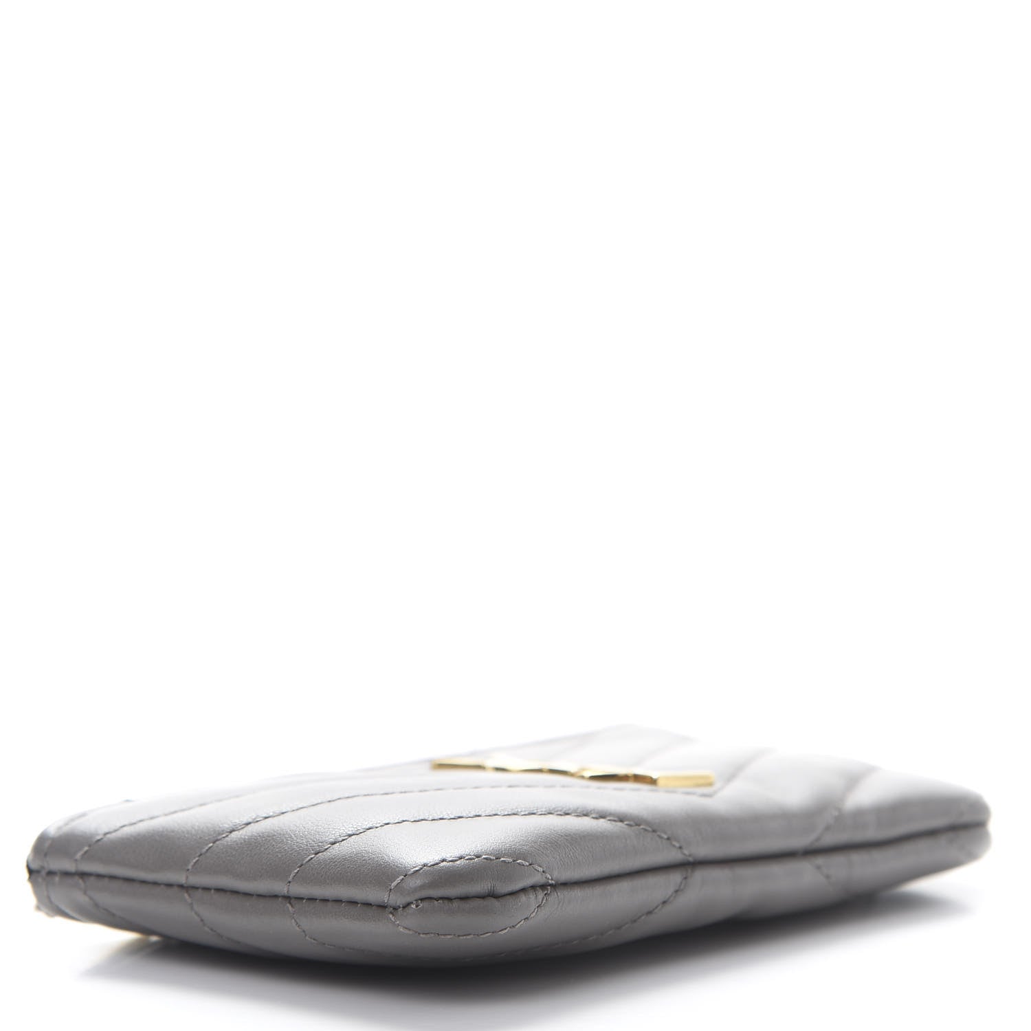 Saint Laurent Calfskin Matelasse Monogram Key Pouch Fog 4 of 8
