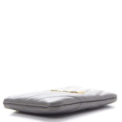 Saint Laurent Calfskin Matelasse Monogram Key Pouch Fog 4 of 8