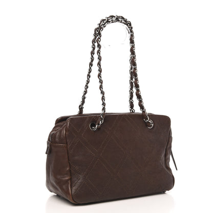 Chanel Calfskin Diamond Stitch Small Tote Dark Brown 2 of 11