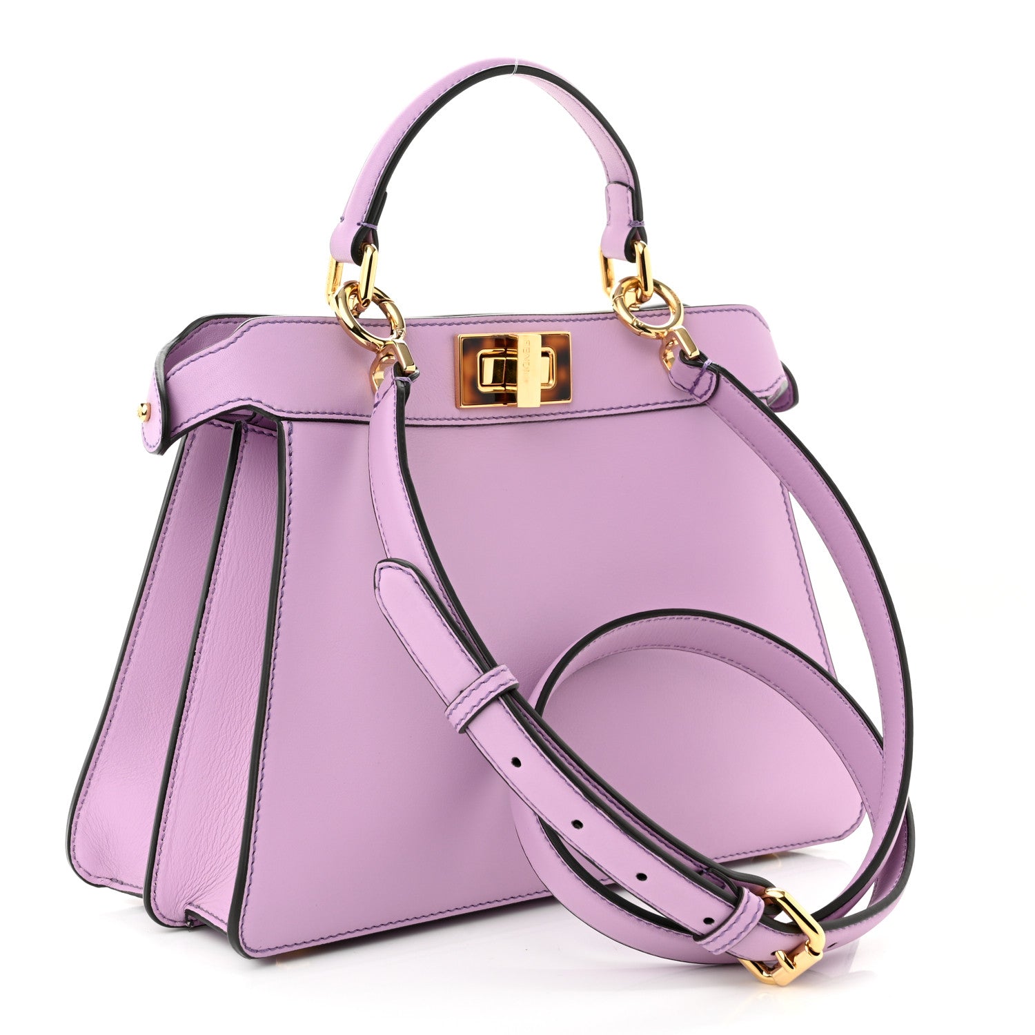 Fendi Vitello Seta Shiny Nappa Plexiglass Small Peekaboo I SEE U Satchel Violetta 3 of 11