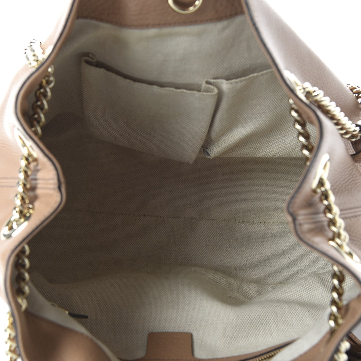 Pebbled Calfskin Medium Soho Chain Shoulder Bag Rose Beige