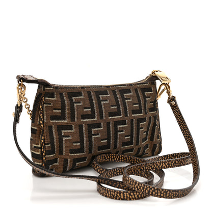 Fendi Zucca Vitello Elite Mini Pouch Crossbody Tobacco Gold 3 of 12