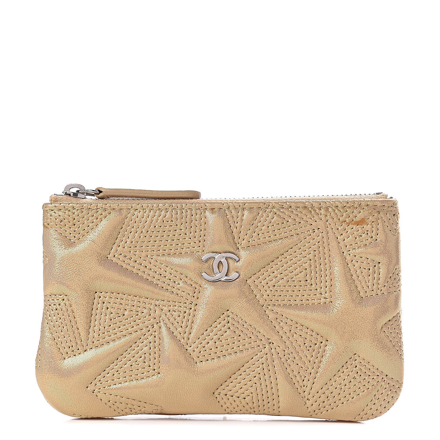 Chanel Metallic Lambskin Star Embossed Coin Purse Case Gold 1 of 10