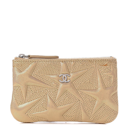Chanel Metallic Lambskin Star Embossed Coin Purse Case Gold 1 of 10