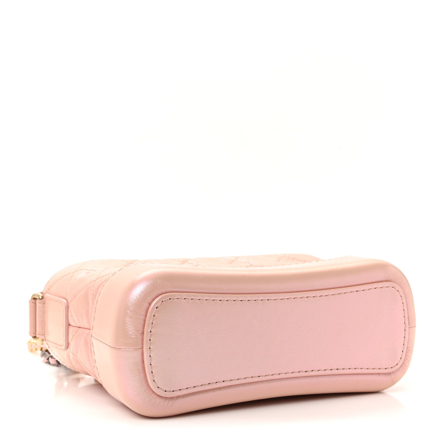 Iridescent Aged Calfskin Quilted Small Gabrielle Hobo Rose