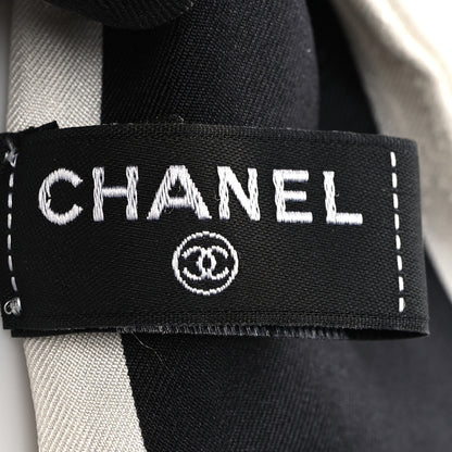 Chanel Silk Hair Tie Black Ivory 3 of 3