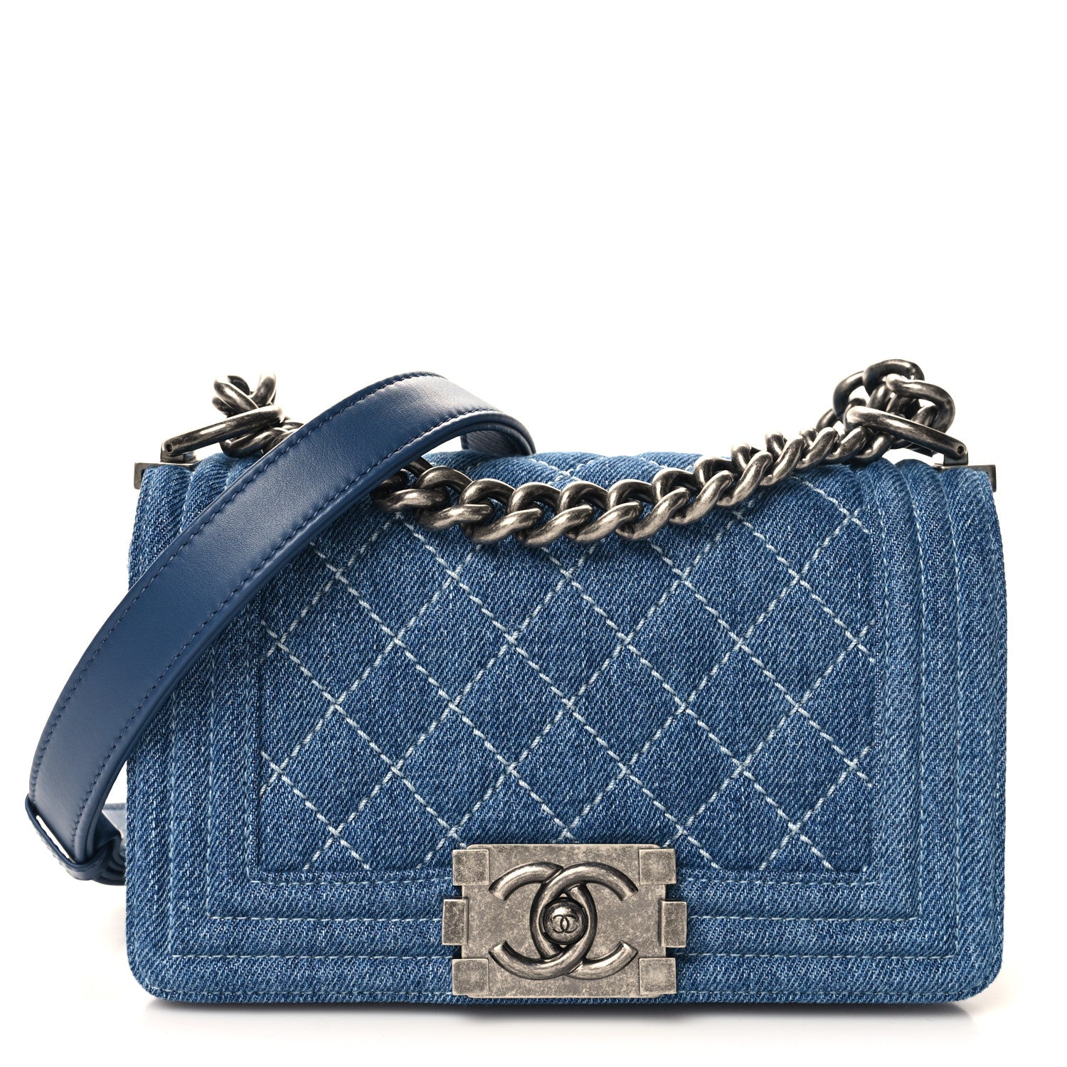 Chanel Denim Quilted Small Boy Flap Blue 1 of 11