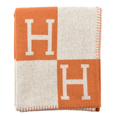 Hermes Wool Cashmere Avalon Blanket Ecru Potiron 1 of 3