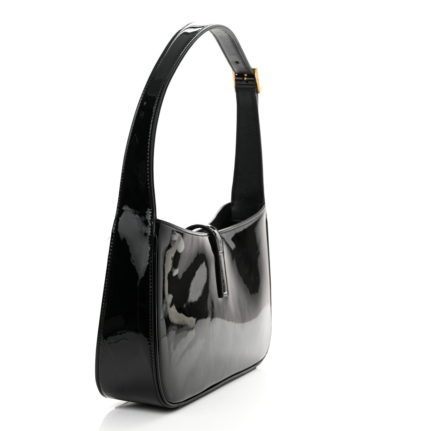 Saint Laurent Patent Calfskin Le 5 A 7 Hobo Black 3 of 15