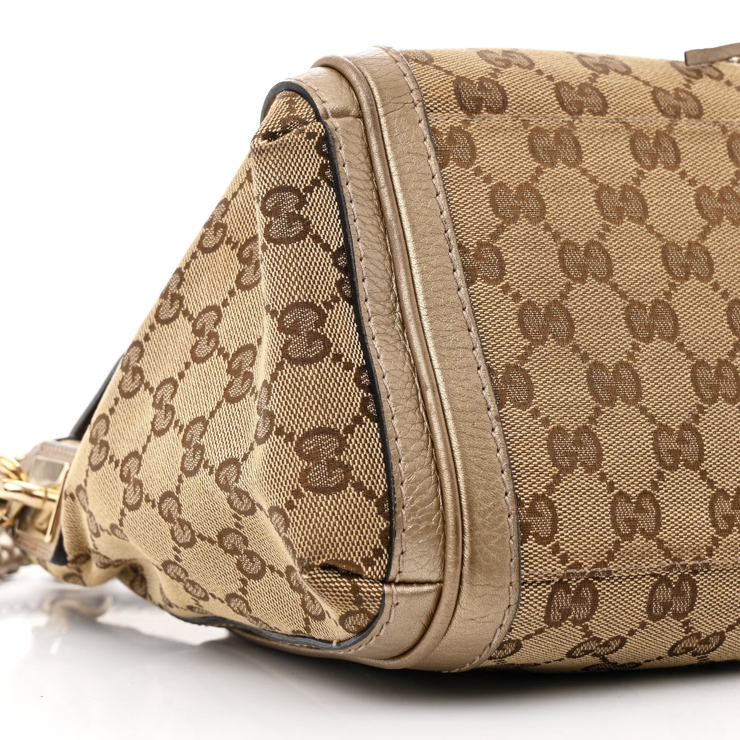 Gucci Monogram Calfskin Medium Bella Flap Bag Beige Ebony Champagne 9 of 15