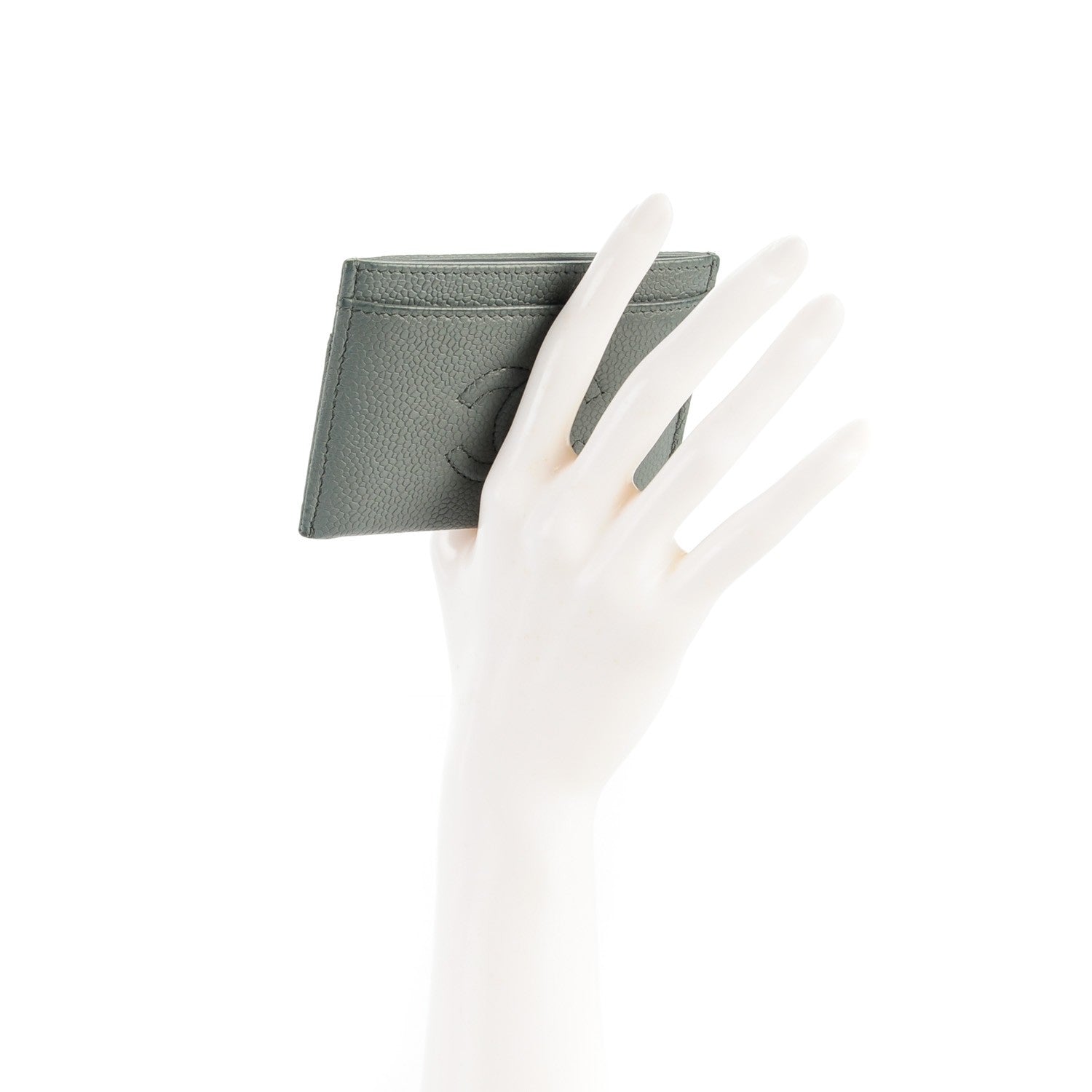 Chanel Caviar Timeless CC Card Holder Grey 2 of 8