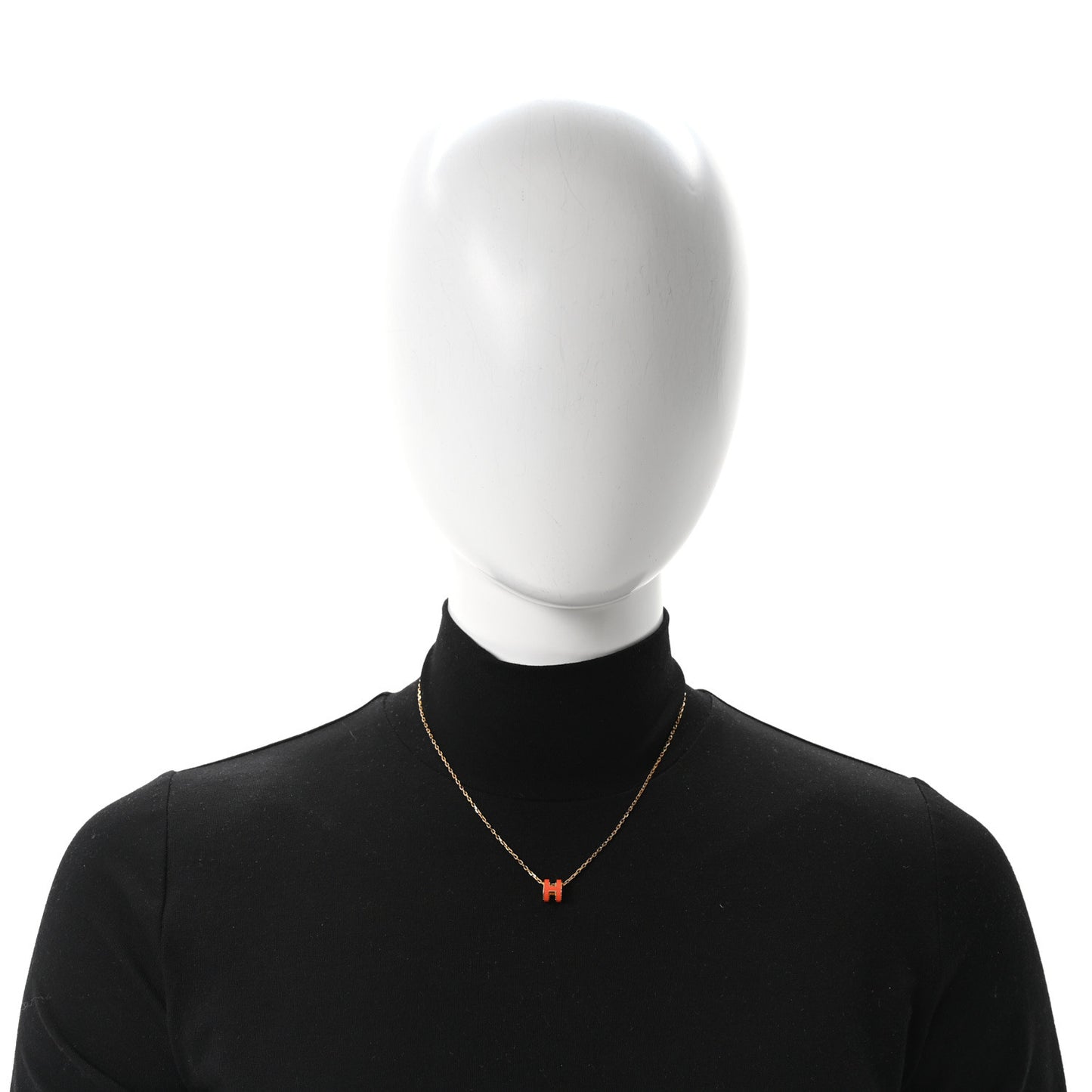 Lacquered Gold Mini Pop H Pendant Necklace Orange