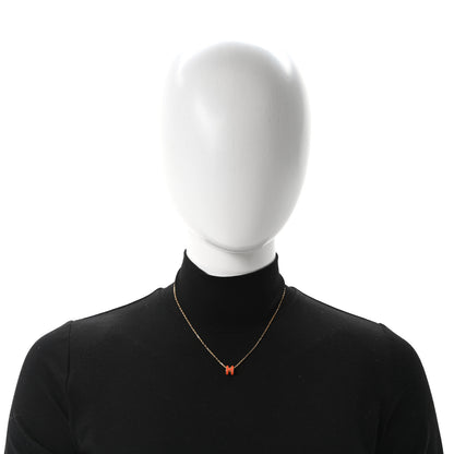 Hermes Lacquered Gold Mini Pop H Pendant Necklace Orange 2 of 5