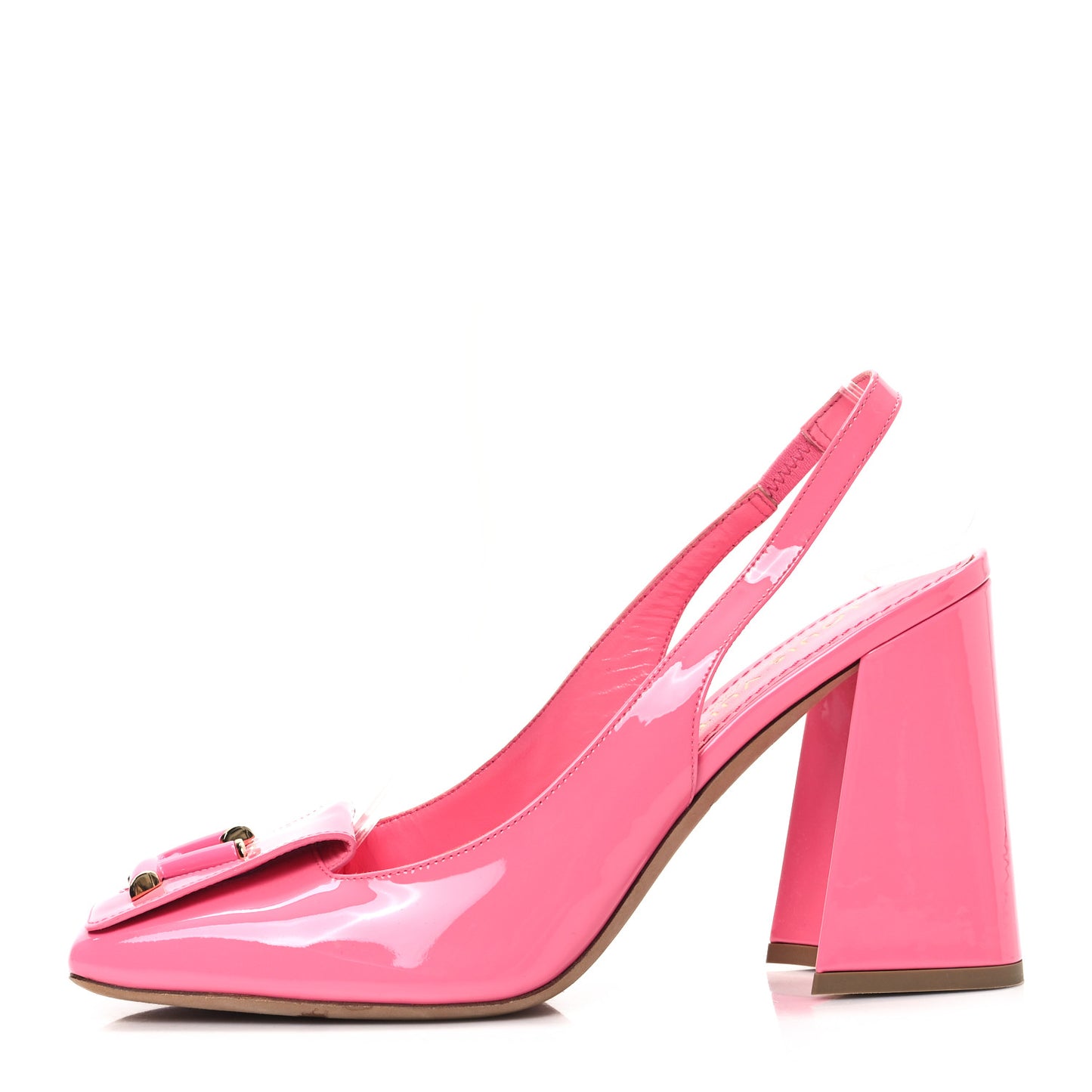 Patent Calfskin Shake Slingback Pumps 38.5 Pink