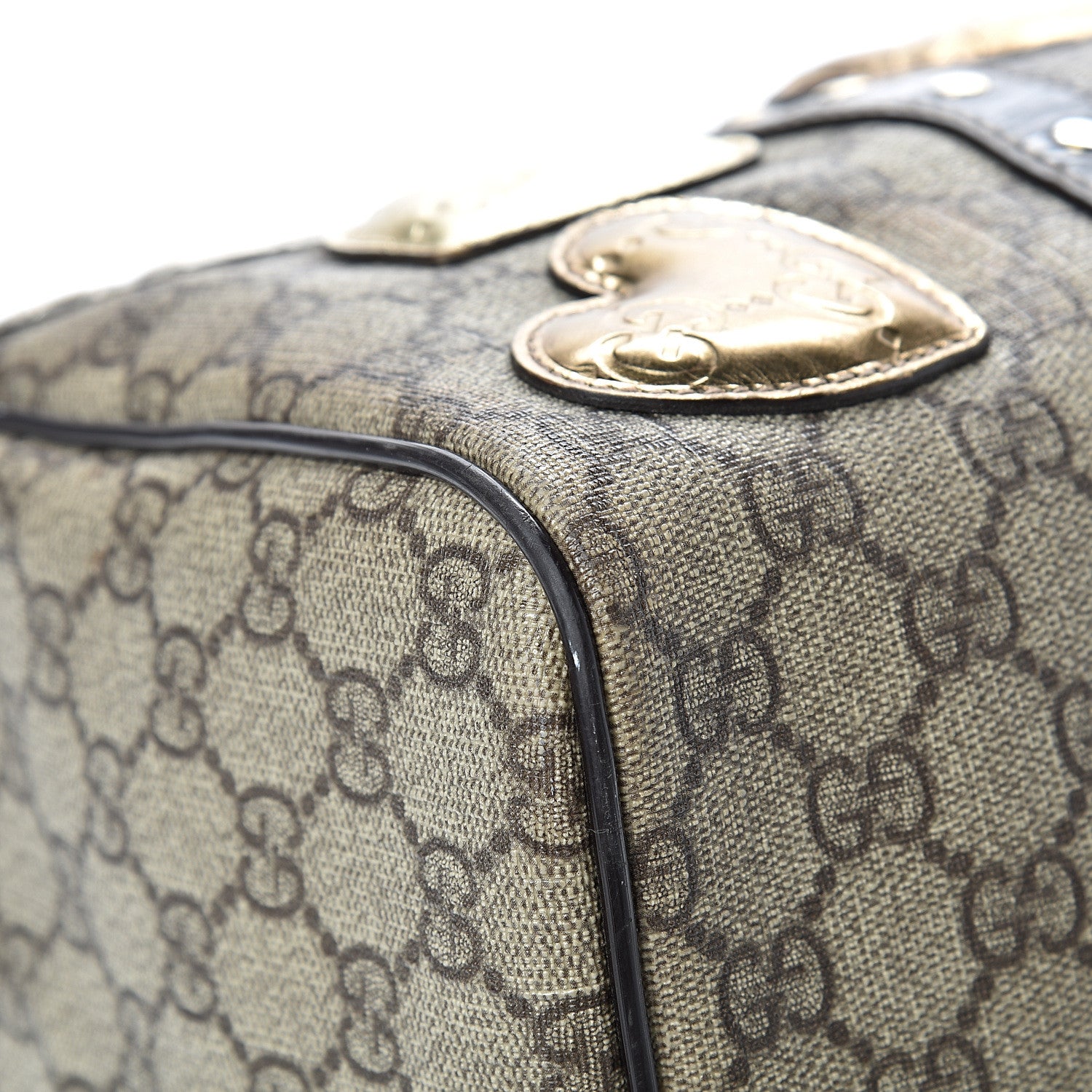 Gucci Monogram Guccissima Hearts Studded Medium Joy Boston Dark Brown 8 of 22