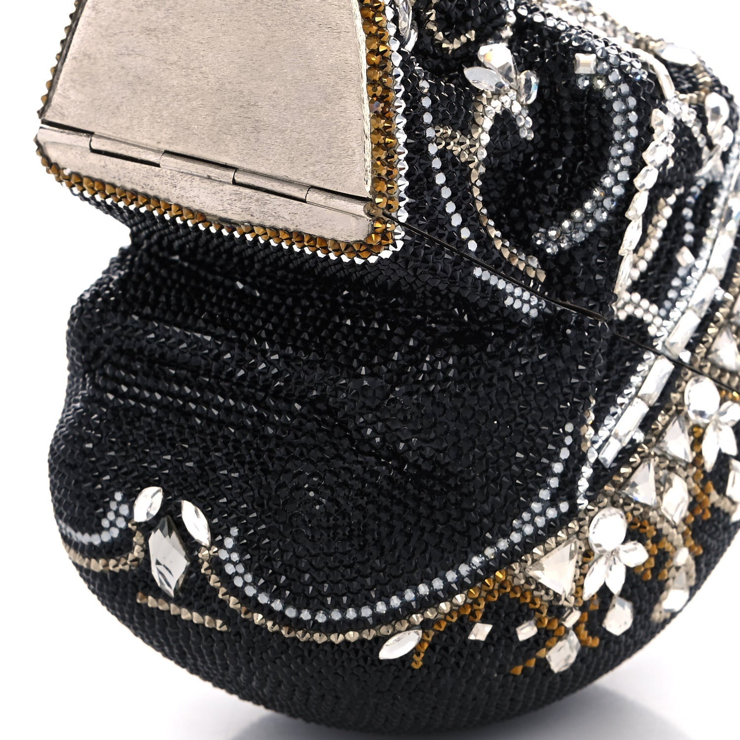 Judith Leiber Crystal Bela Lugosi Skull Minaudiere Clutch Silver Multicolor 10 of 14