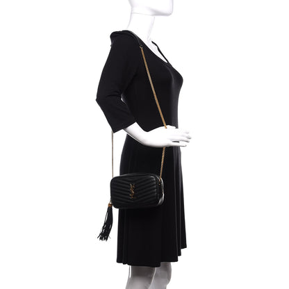Saint Laurent Grain De Poudre Matelasse Monogram Mini Lou Camera Bag Black 2 of 10
