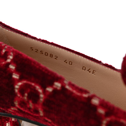 Gucci Velvet GG Monogram Sylvie Web Chain Mid Heel Loafers 40 Red Cipria 8 of 8
