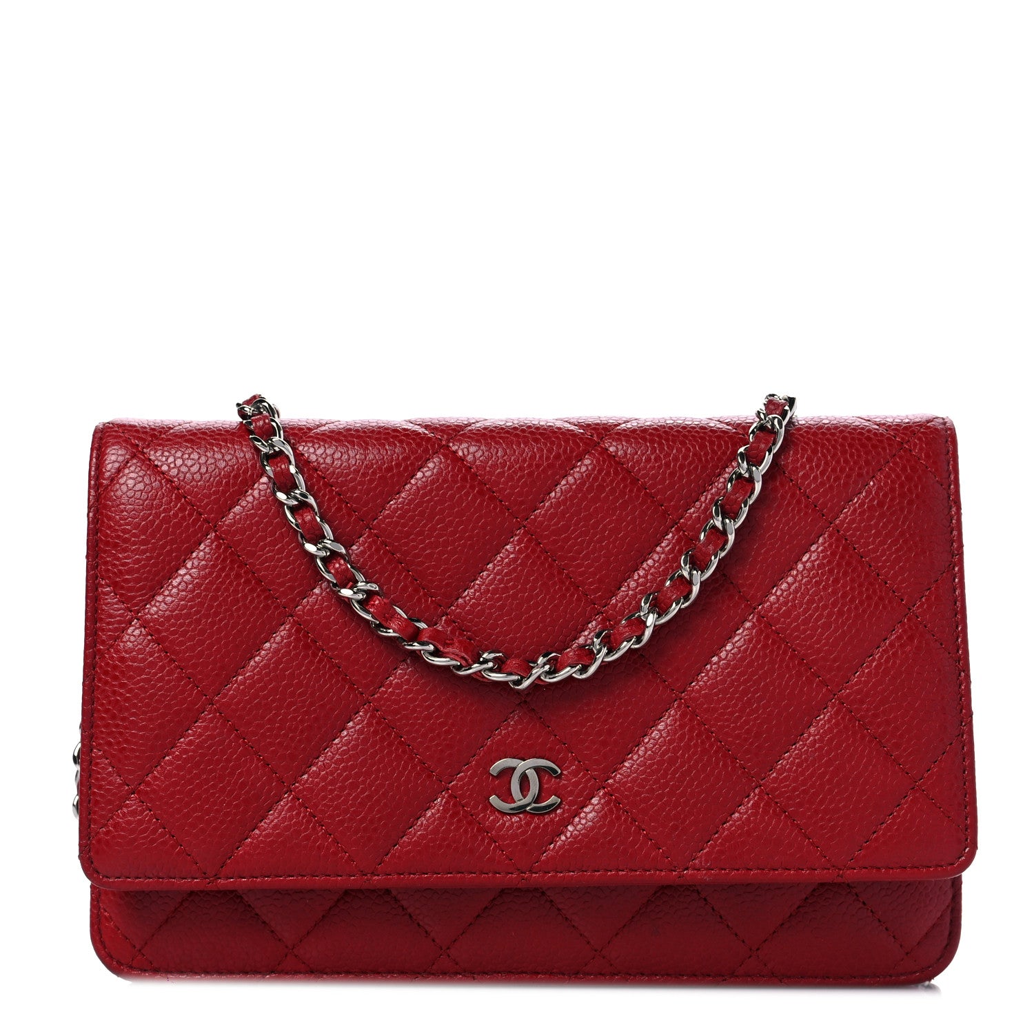 Chanel Caviar Quilted Wallet On Chain WOC Red 1 of 9