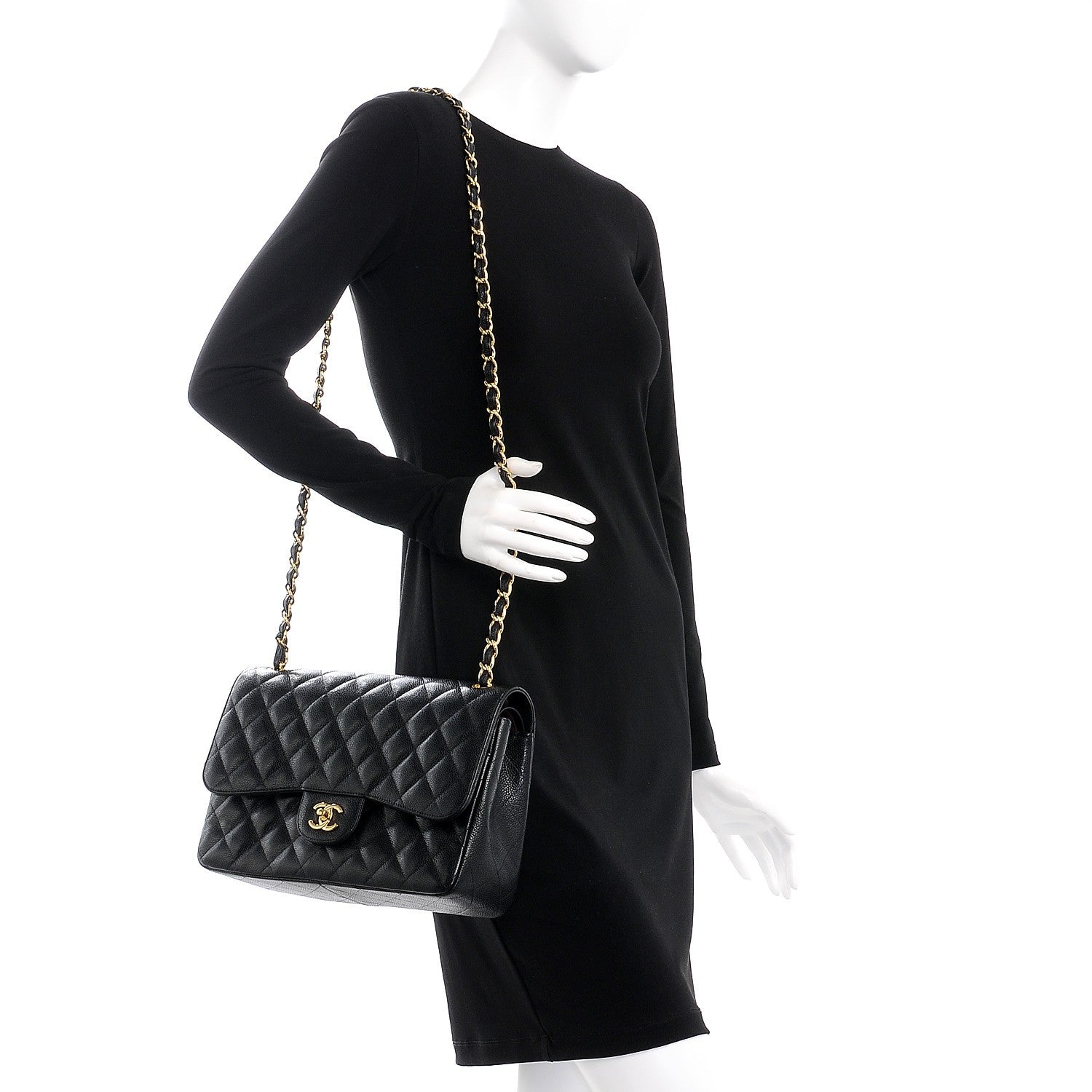 Chanel Caviar Quilted Jumbo Double Flap Black 3 of 9