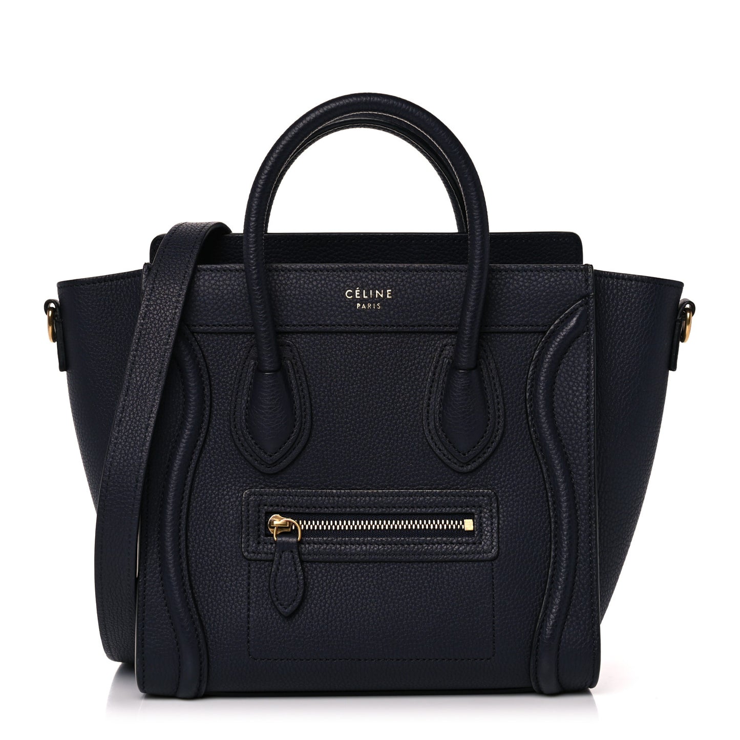 Drummed Calfskin Nano Luggage Navy Blue