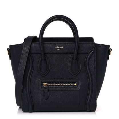 Celine Drummed Calfskin Nano Luggage Navy Blue 1 of 10