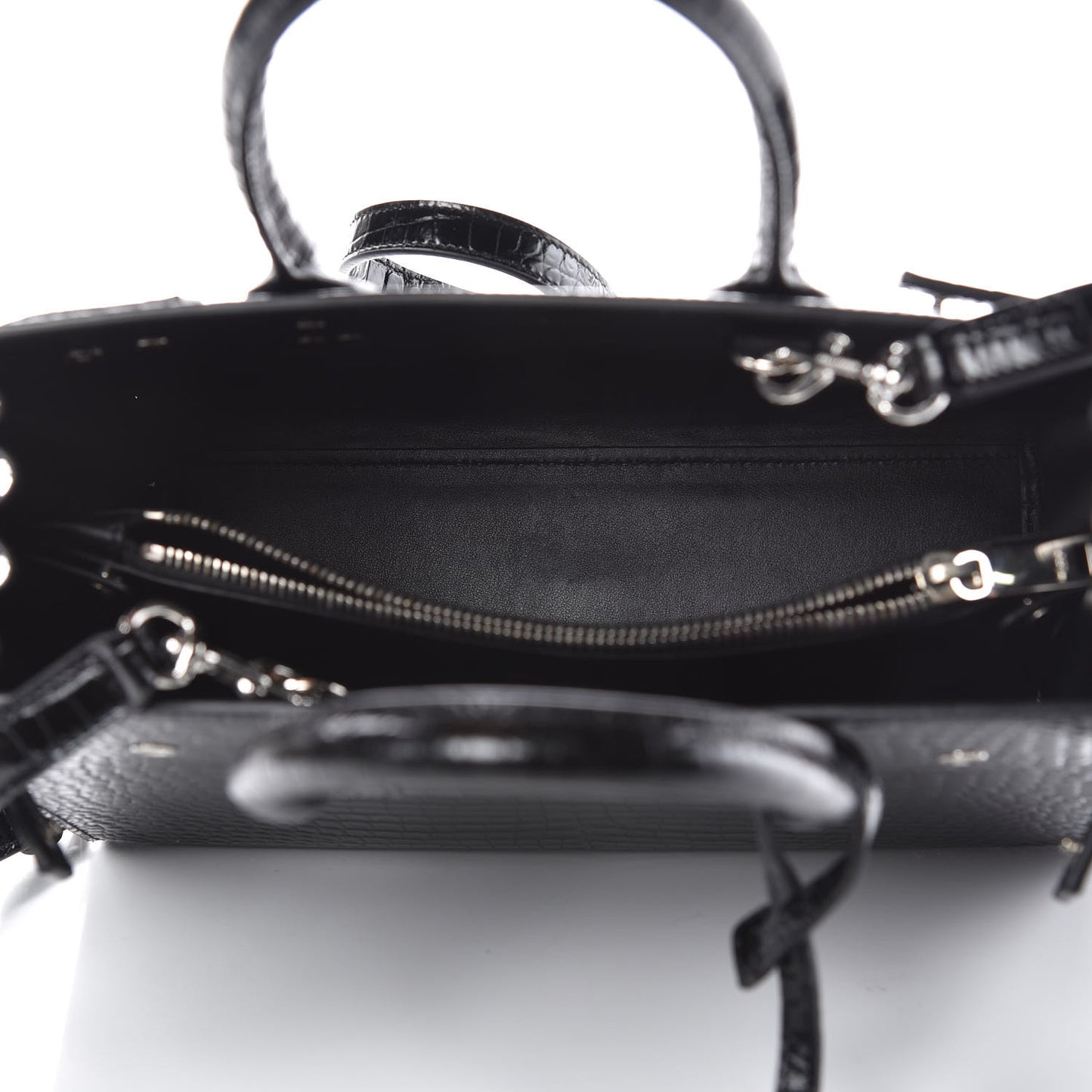 Calfskin Crocodile Embossed Baby Sac De Jour Black