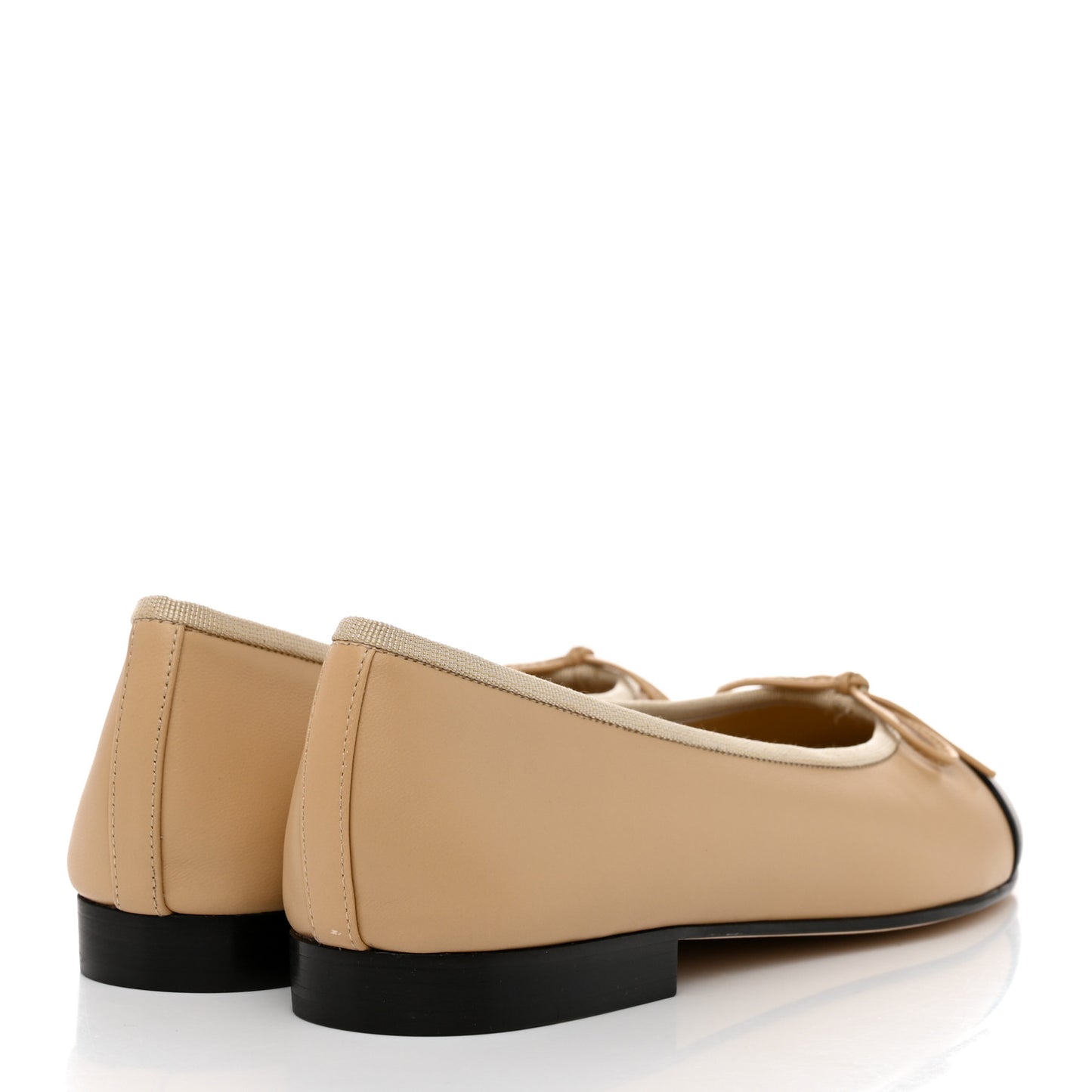 Lambskin Cap Toe CC Ballerina Flats 38 Beige Black