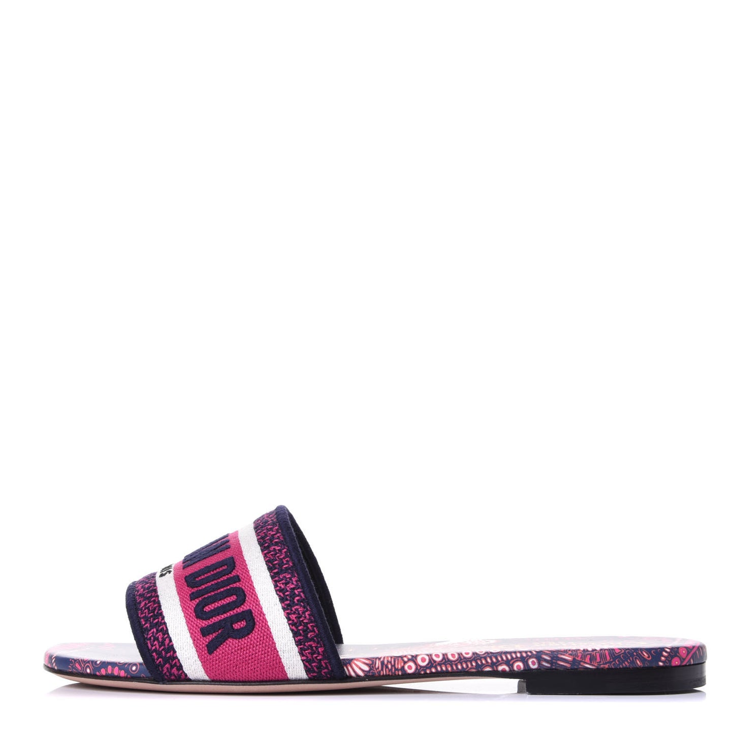 Canvas Embroidered Animals Dway Mules Slide Sandals 37.5 Deep Blue Fuchsia