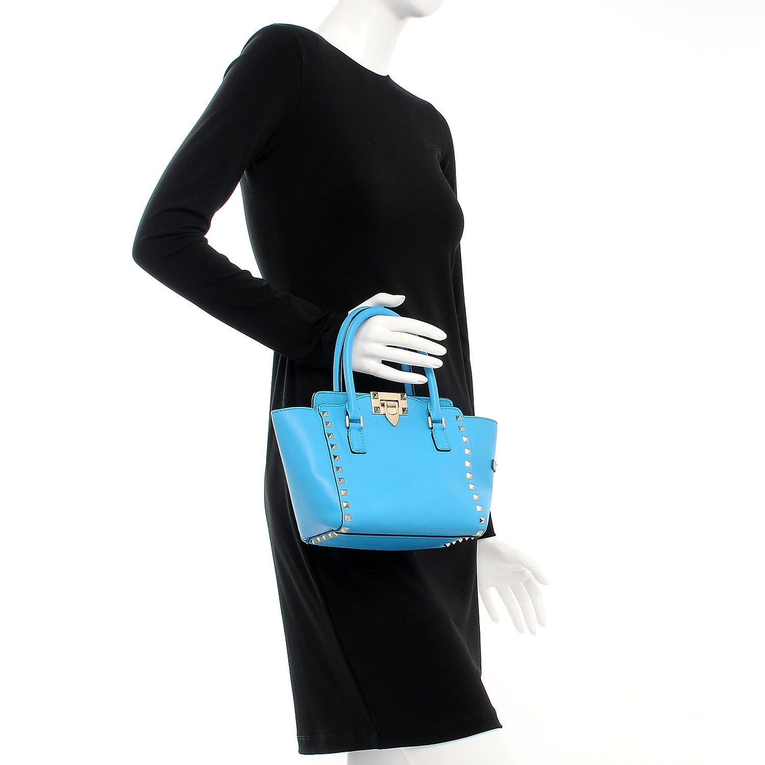 Valentino Garavani Vitello Mini Rockstud Double Handle Tote Parrot 3 of 10