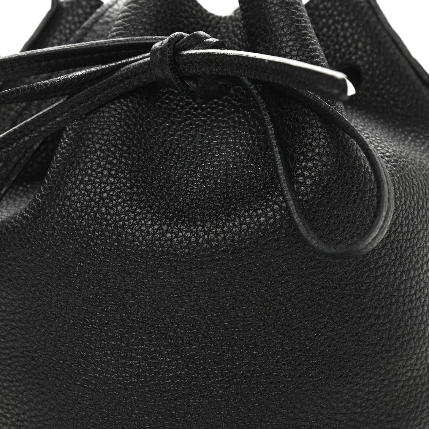Tumbled Calfskin Mini Bucket Bag Black