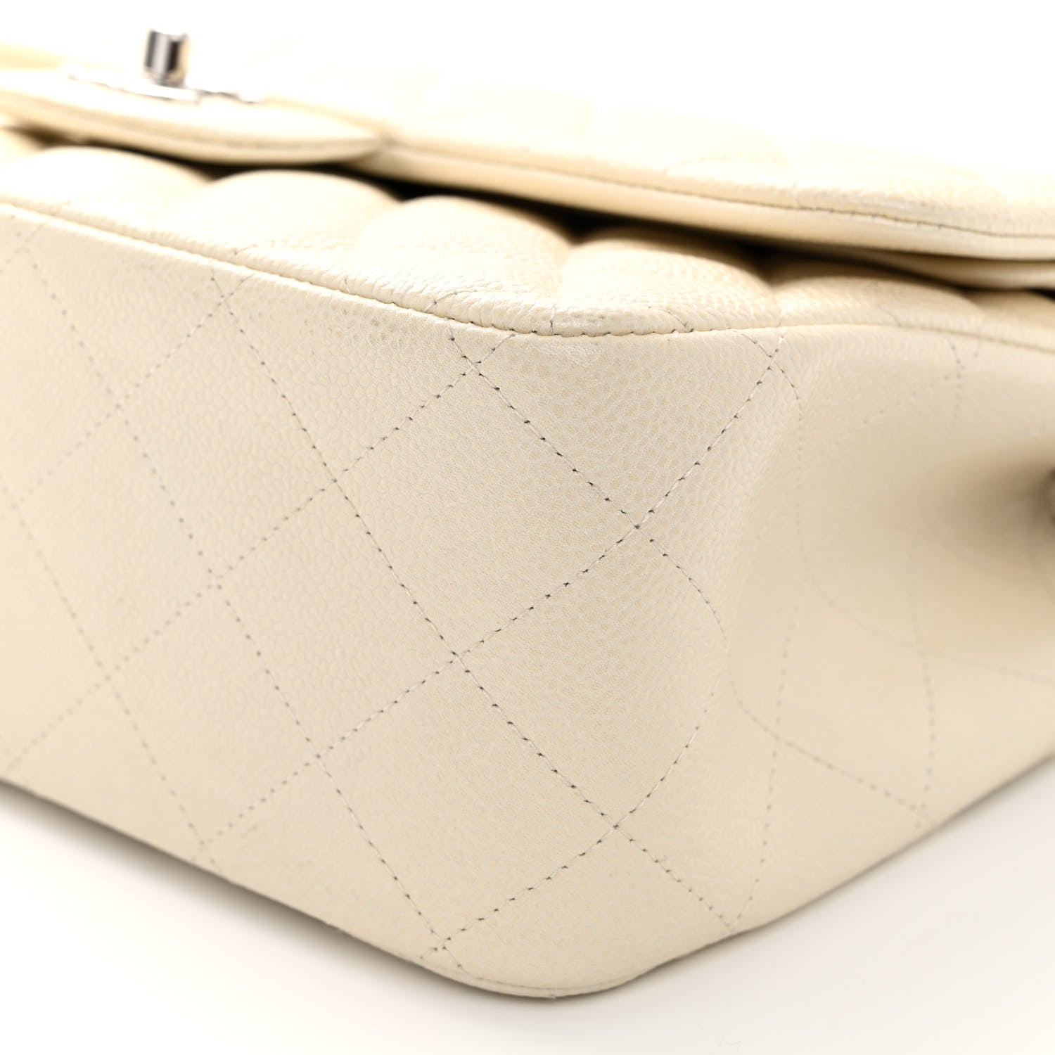 Chanel Caviar Quilted Jumbo Double Flap White 10 of 14