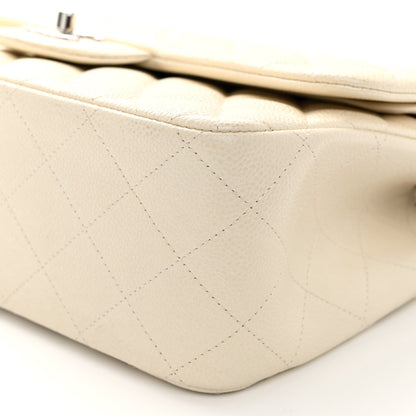 Chanel Caviar Quilted Jumbo Double Flap White 10 of 14