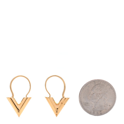 Louis Vuitton Brass Essential V Hoop Earrings Gold 2 of 5
