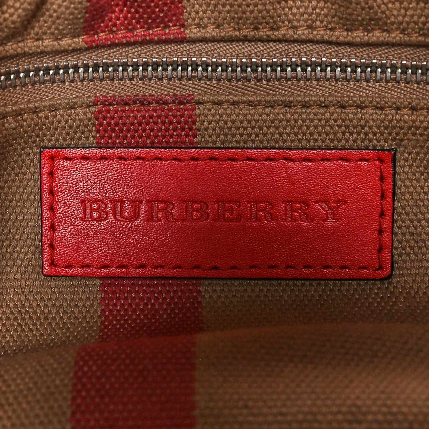 Burberry Grainy Calfskin House Check Small Maidstone Red 5 of 18